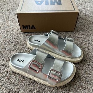 MIA Metallic Silver Sandals